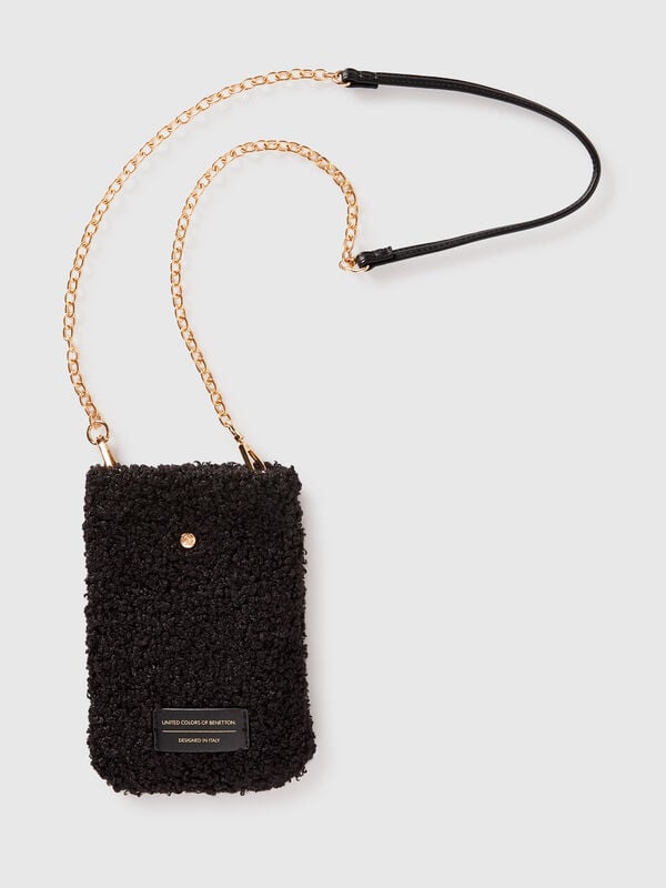 Faux fur cell phone holder Women