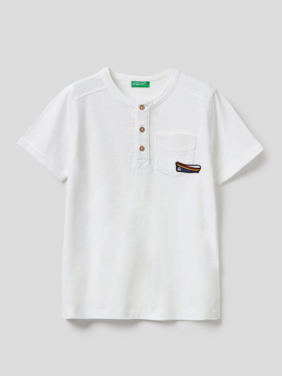 Henley t-shirt in pure cotton image number 1