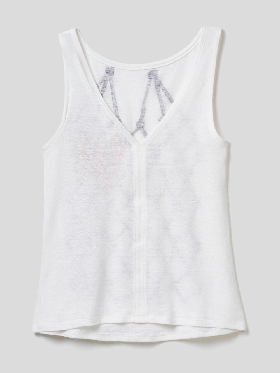 Printed tank top in cotton linen blend image number 2