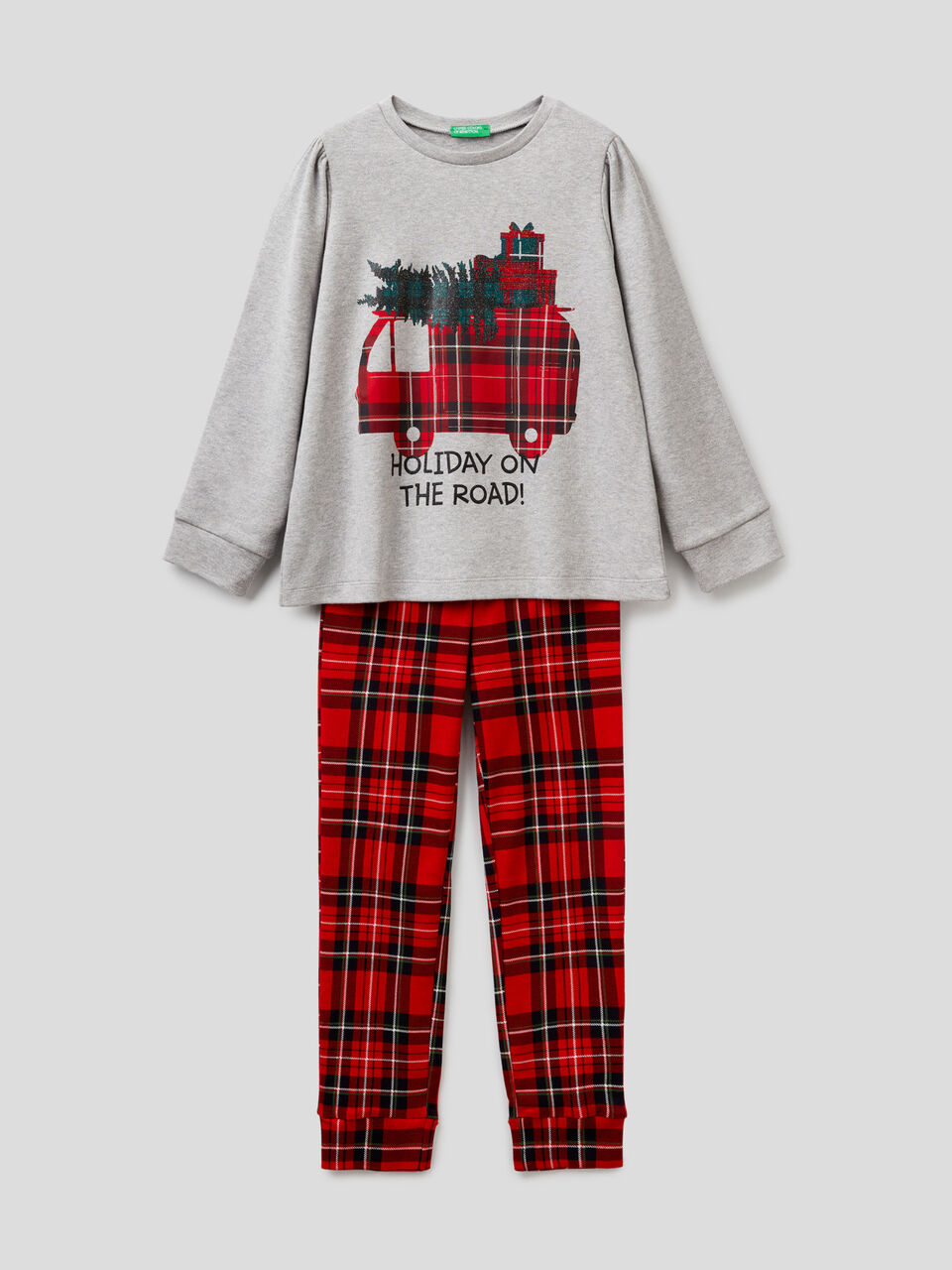 Christmas pyjamas with check trousers image number 1