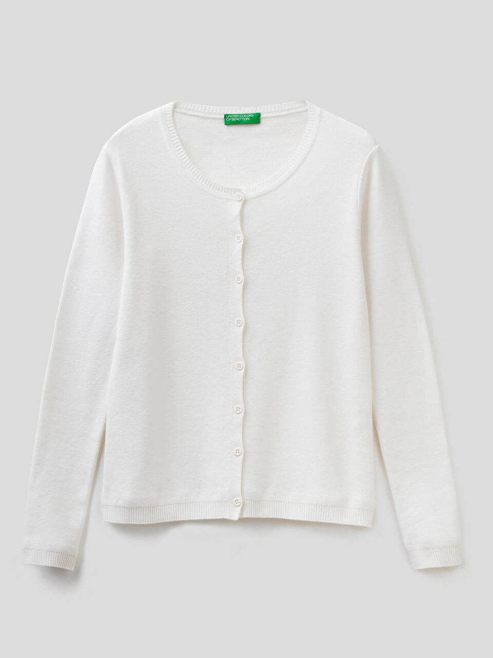 Pure cotton crew neck cardigan image number 1