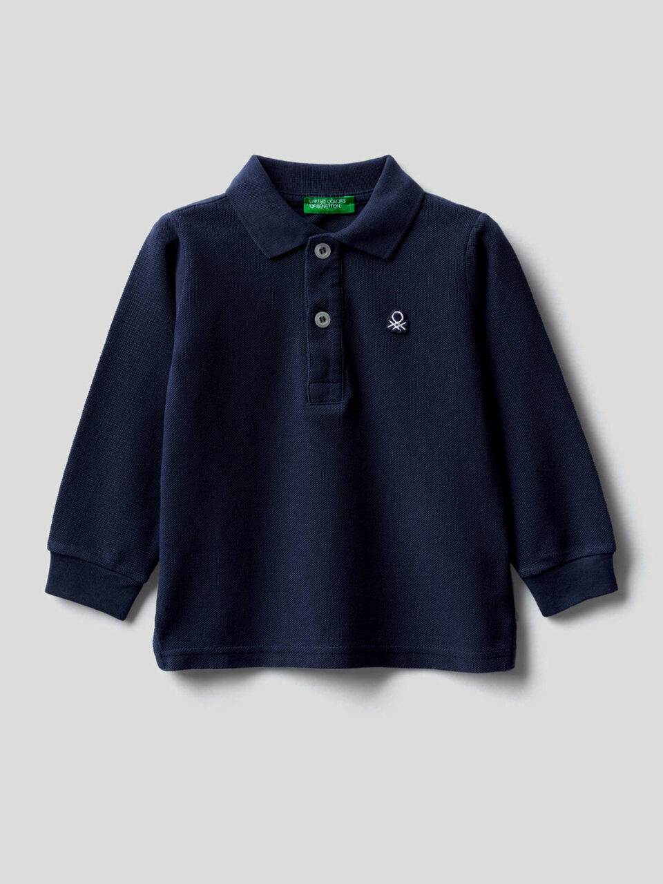Long sleeve polo in organic cotton image number 1