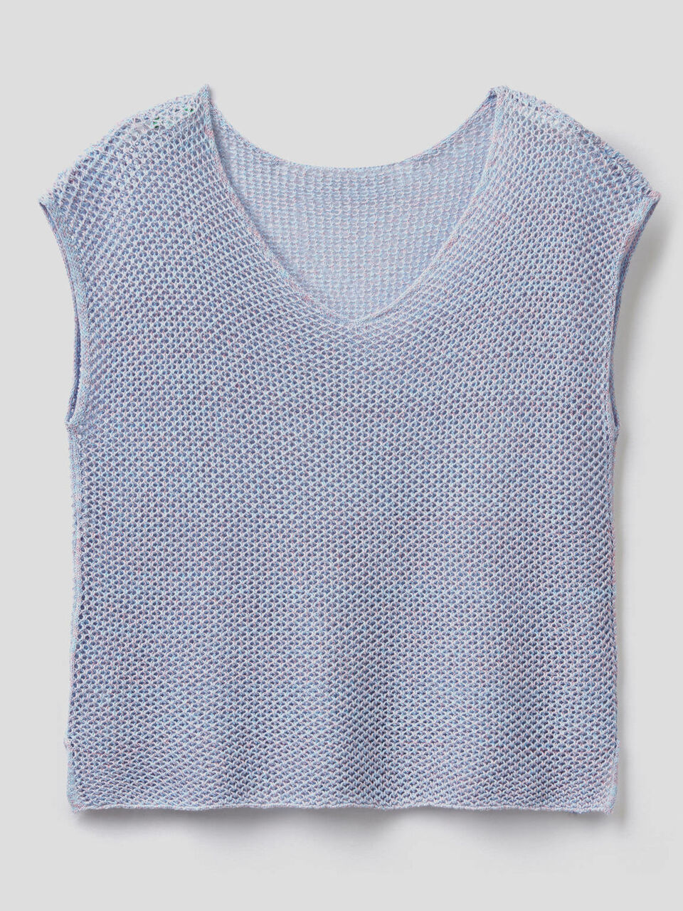 Mesh knit sweater in 100% cotton image number 1