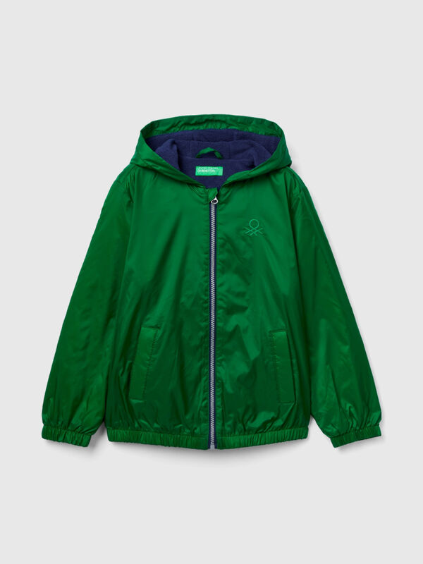 Nylon jacket with zip and hood