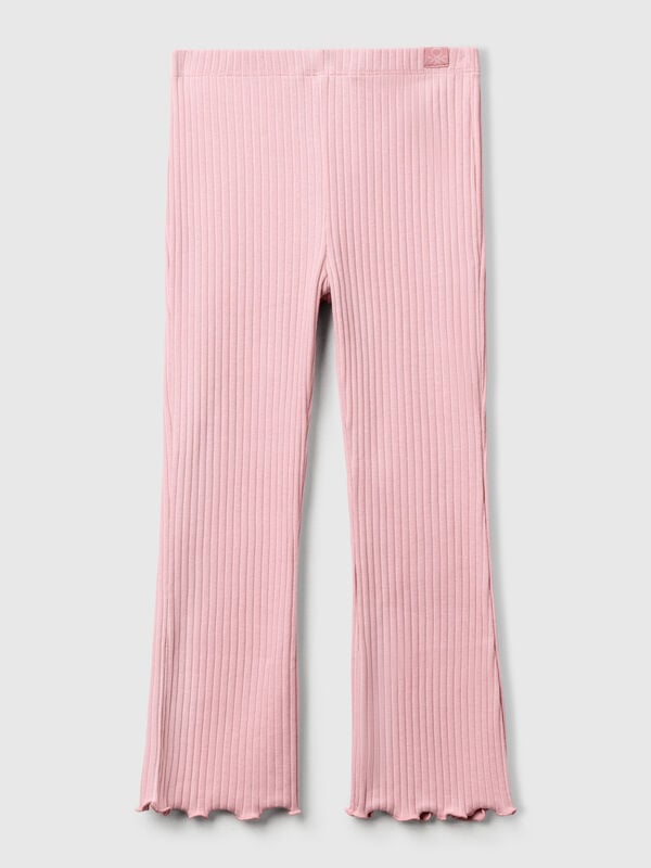 Flared fit stretch cotton leggings Junior Girl