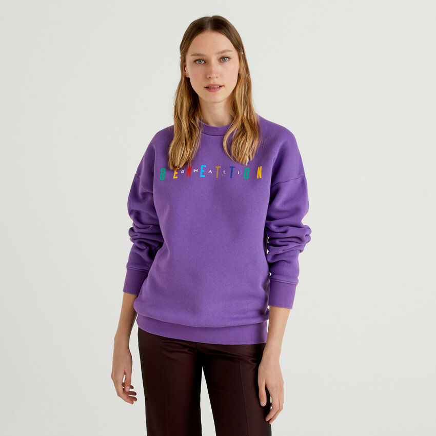 Purple crew neck sweatshirt with print by Ghali