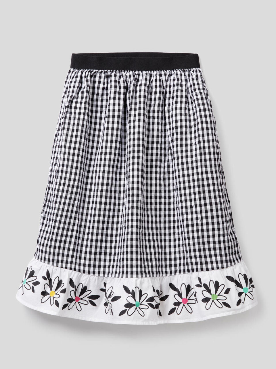 Long Vichy pattern skirt image number 1