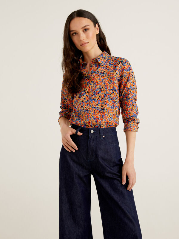 Floral print shirt in pure cotton Women