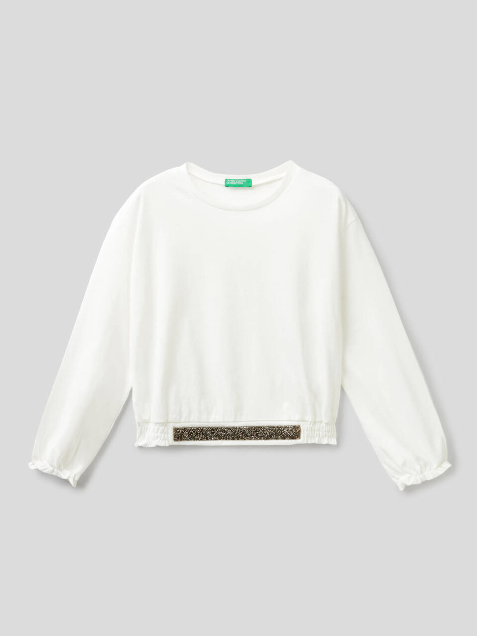 Cropped t-shirt with sparkling band image number 1