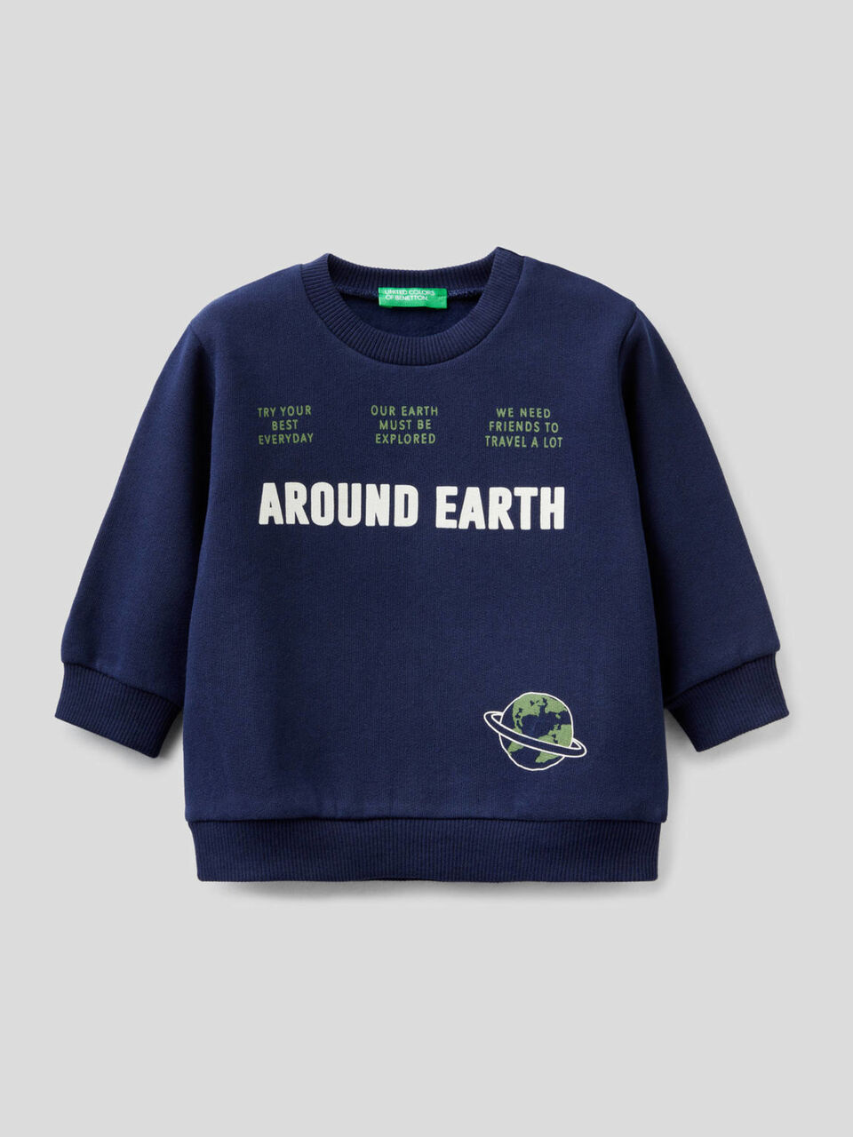 Crew neck sweatshirt with print image number 1