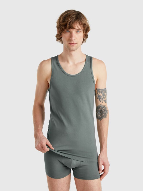 Tank top in stretch cotton Men