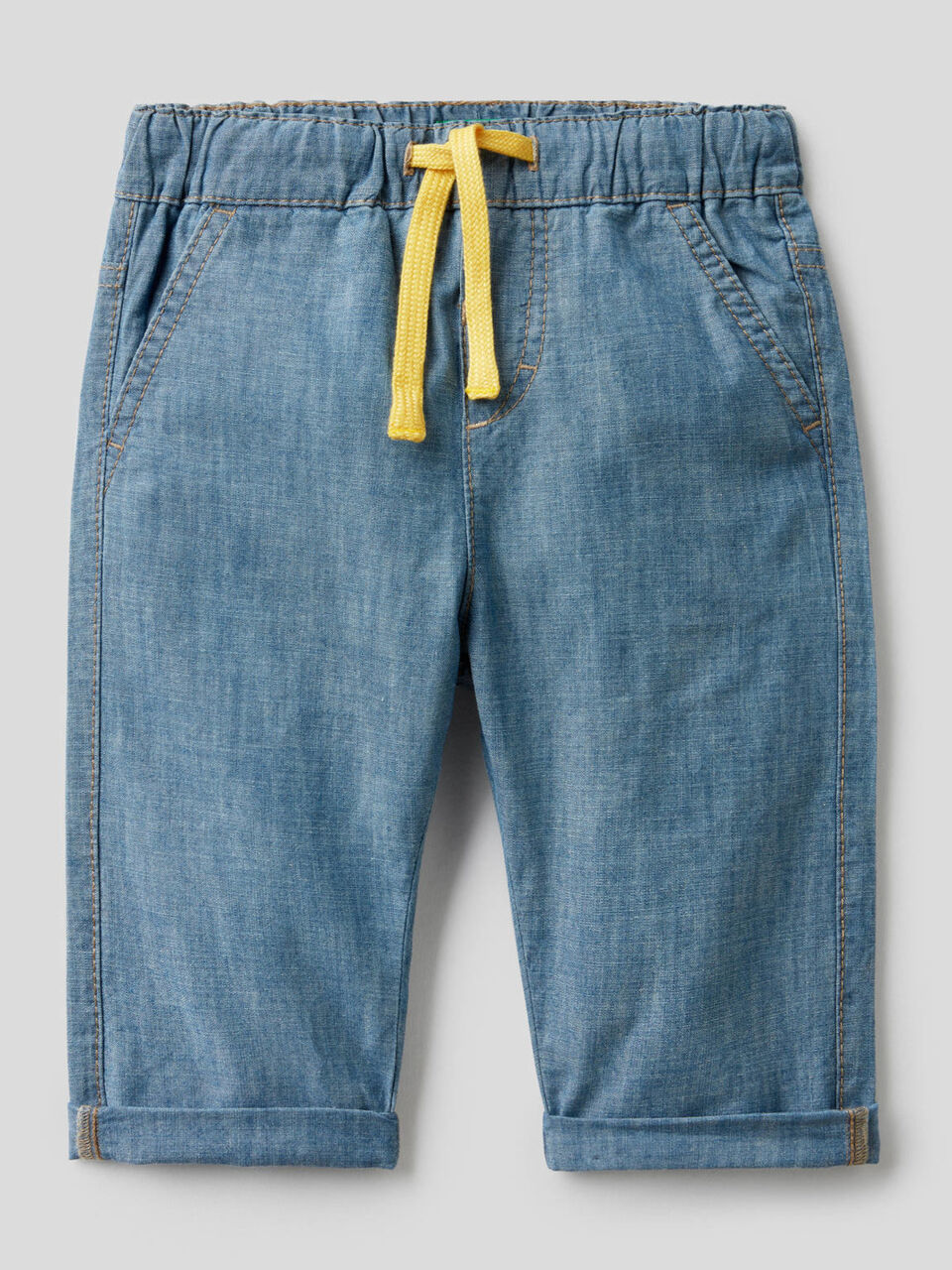 Trousers in 100% cotton chambray image number 1
