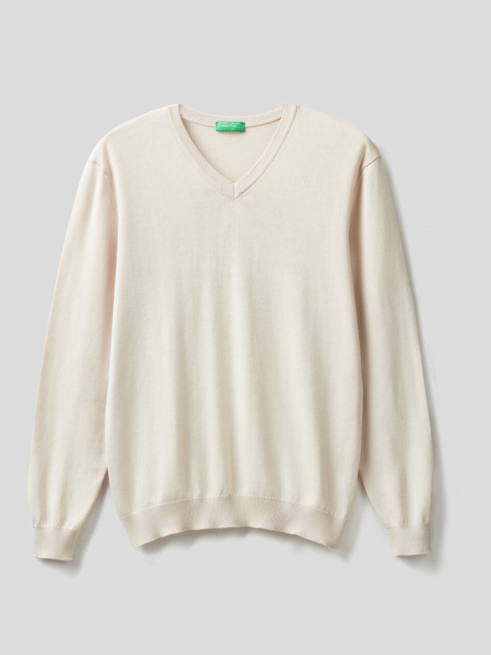 Pure cotton sweater with V-neck image number 1