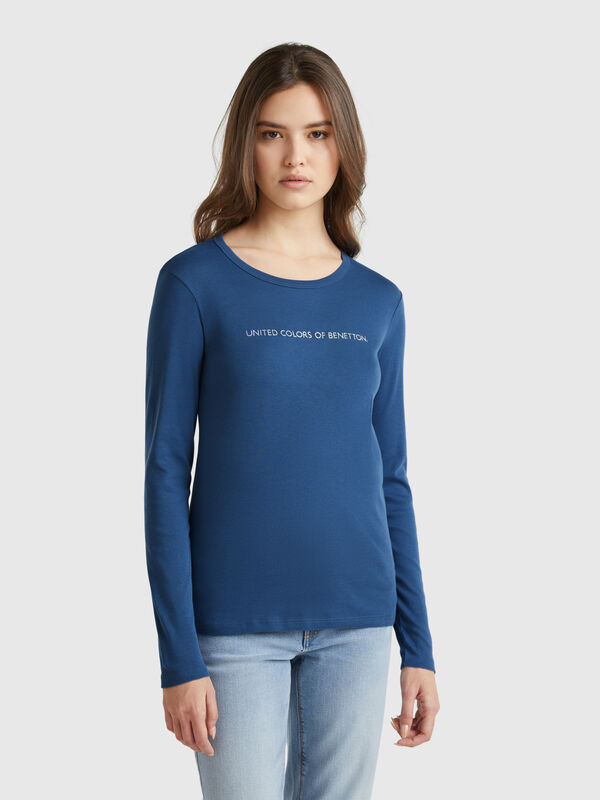 Air force blue 100% cotton long sleeve t-shirt Women
