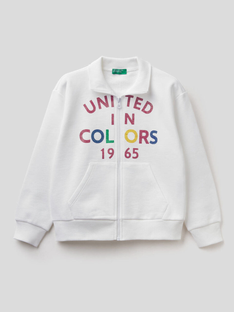 Pure cotton sweatshirt with zipper image number 1