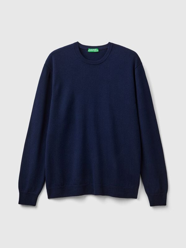 Dark blue sweater in pure Merino wool Men