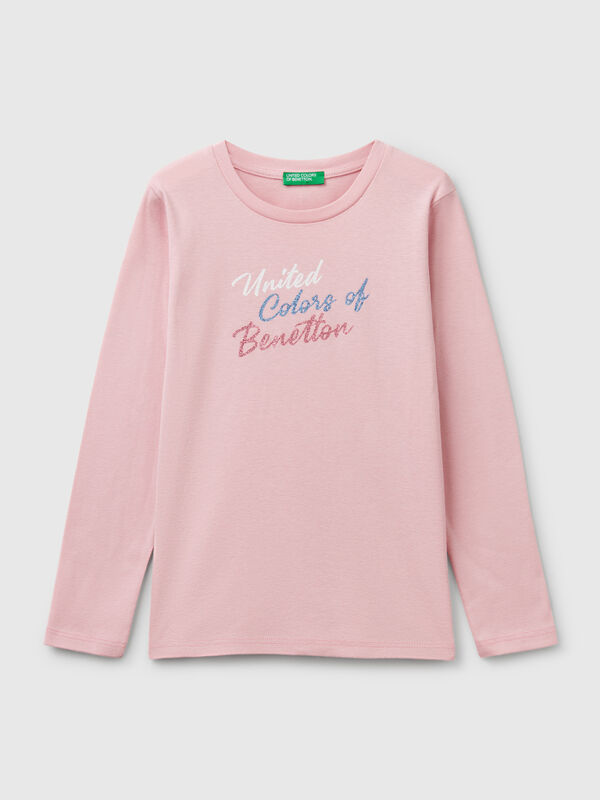 Long sleeve t-shirt with glittery print Junior Girl
