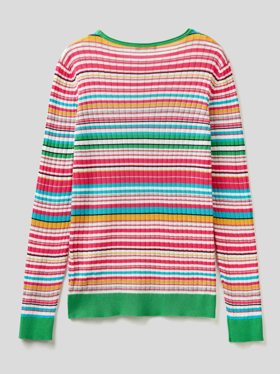 Sweater in 100% cotton with multicolor stripes image number 2