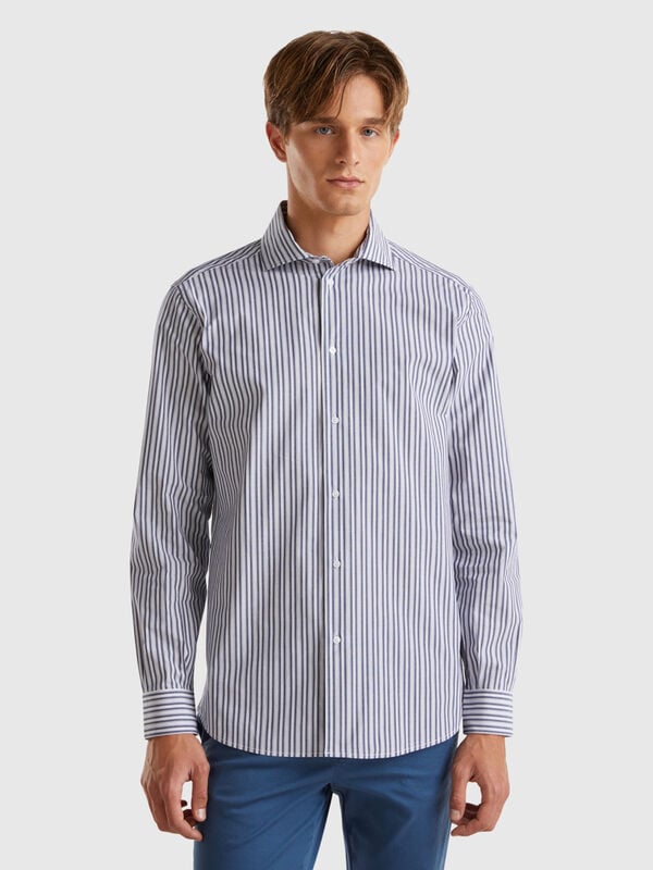 Striped shirt in stretch cotton Men