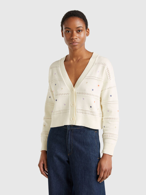 Cardigan with flower embroidery Women