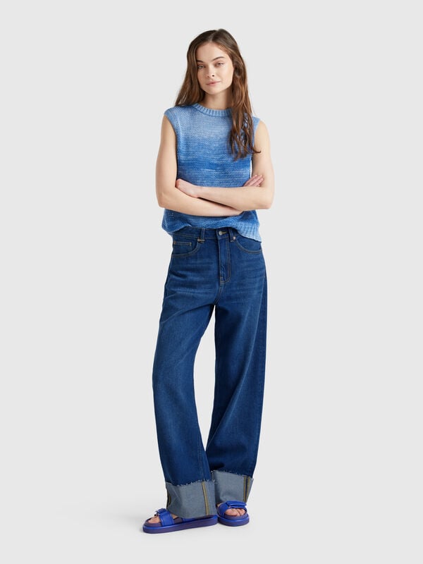 Wide fit jeans with cuff Women