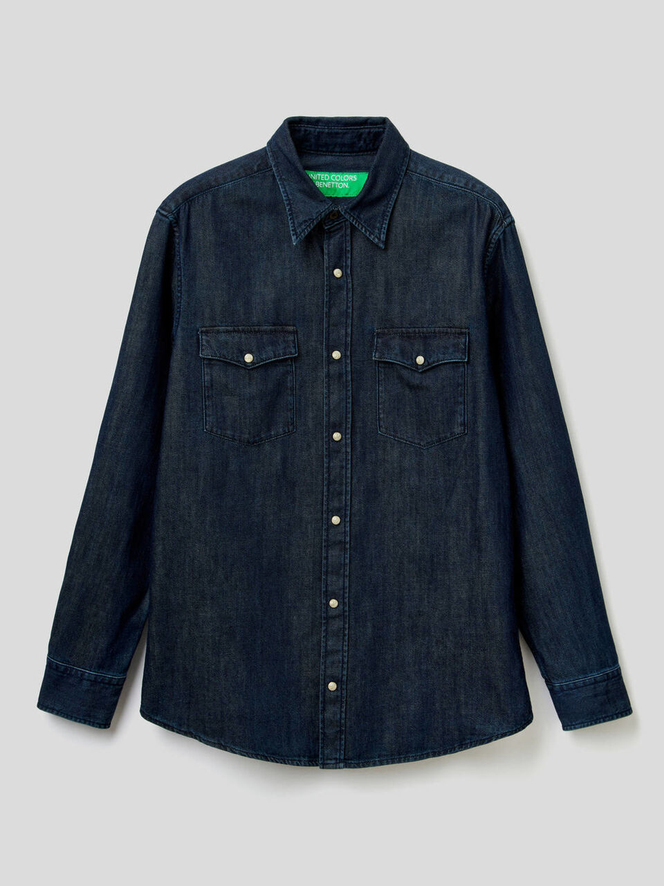 Denim shirt in pure cotton image number 1