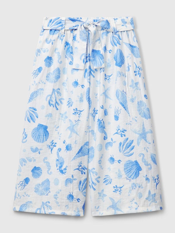Palazzo trousers with navy print Junior Girl