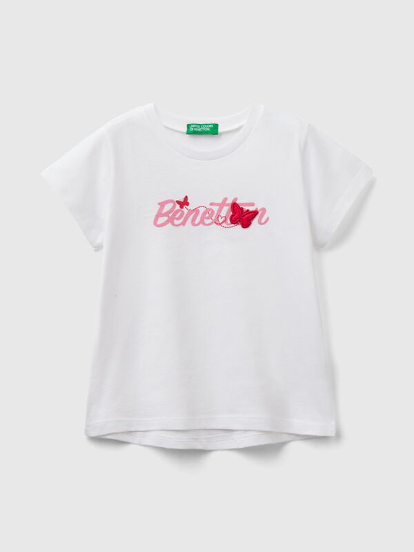 T-shirt in organic cotton with logo print Junior Girl