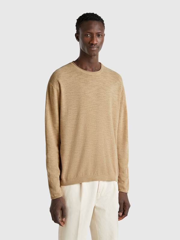 Sweater in linen and cotton blend Men
