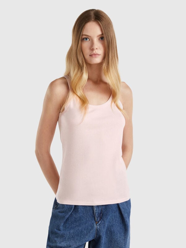 Pastel pink tank top in pure cotton Women