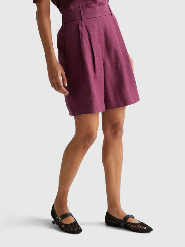 100% linen bermudas Women