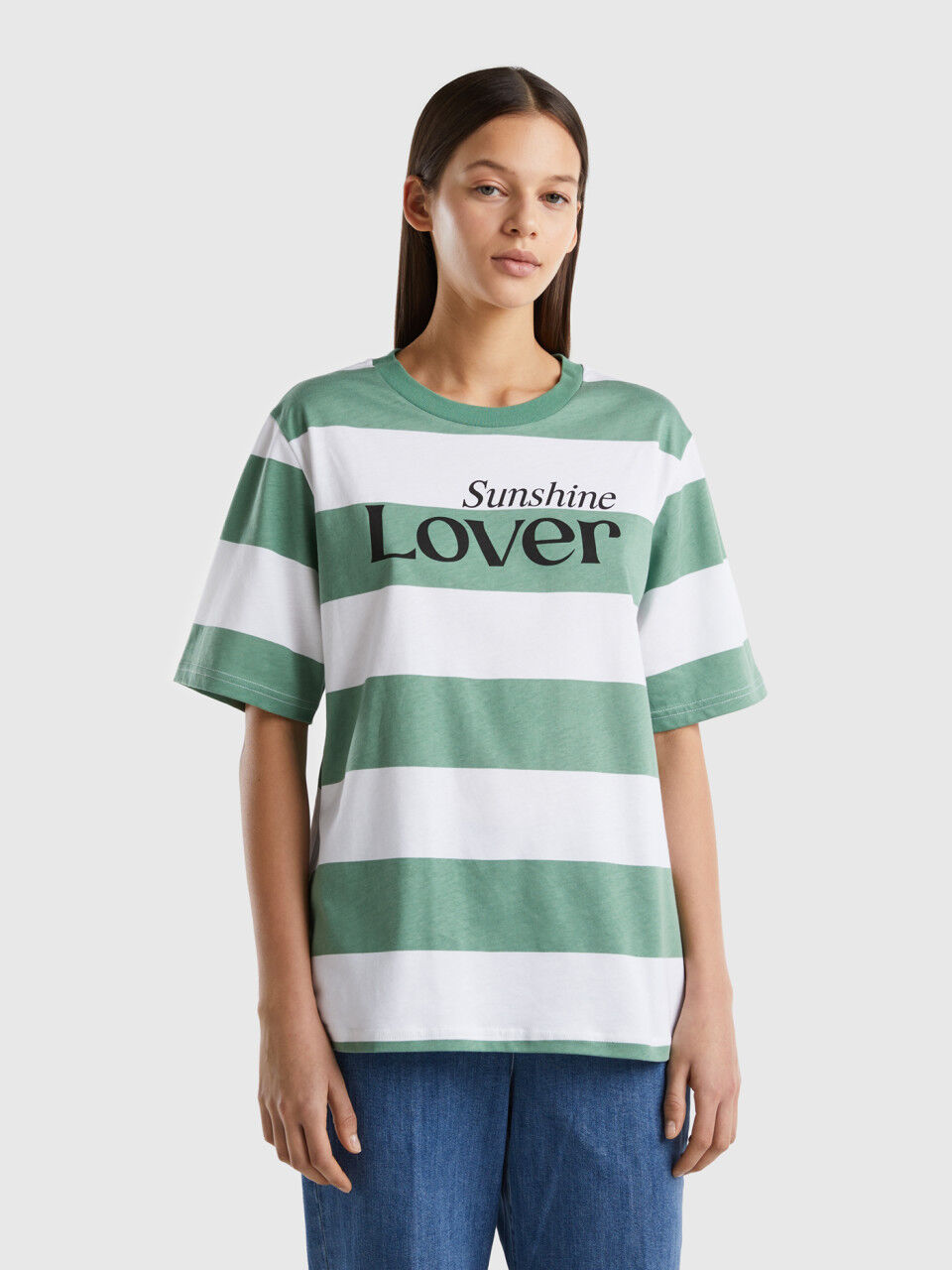 Striped t-shirt with slogan