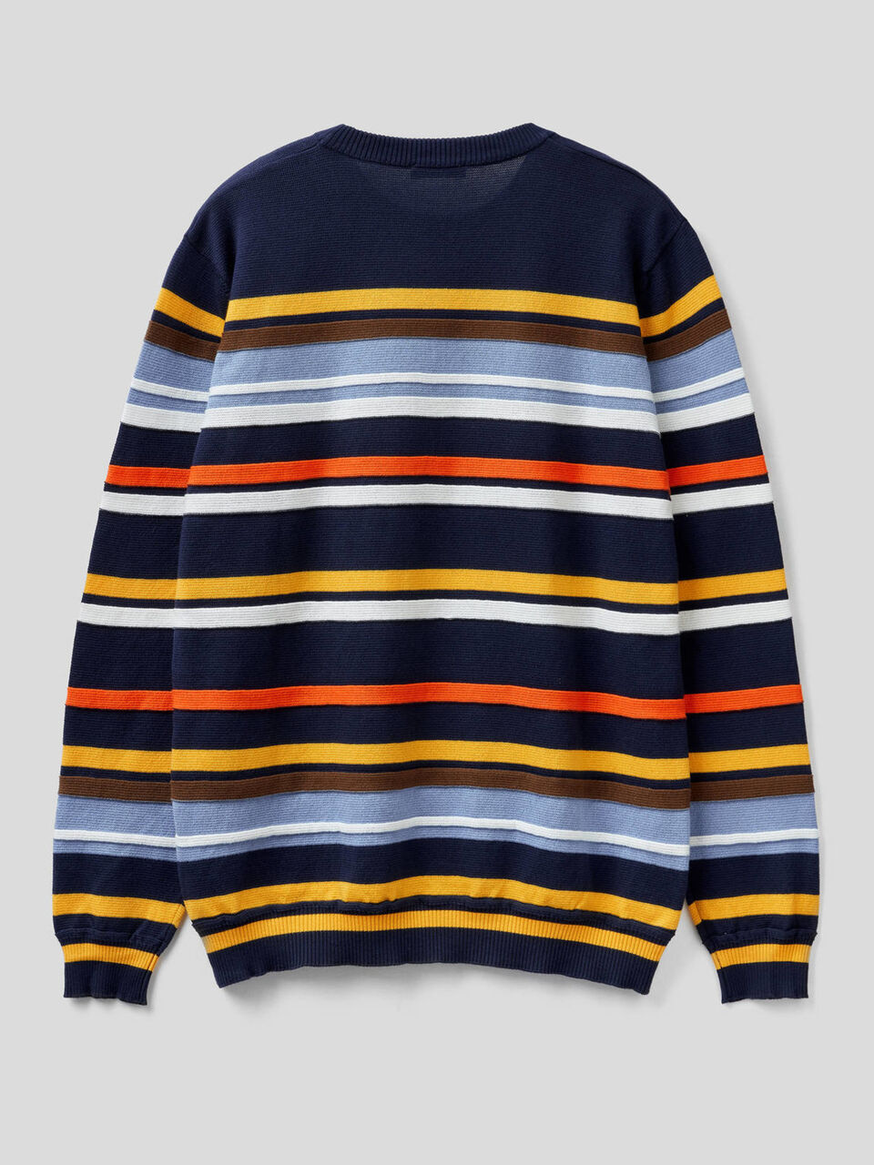 Striped sweater in warm 100% cotton image number 2
