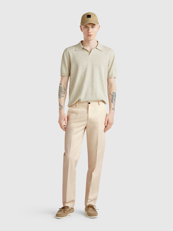 Slim fit chinos in linen blend Men