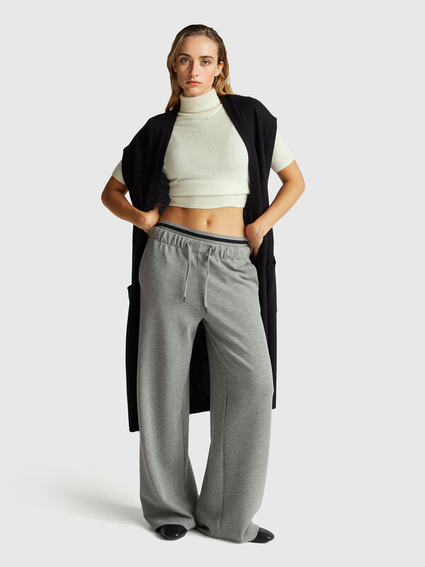 Cream white short sleeve turtleneck in cashmere blend Women