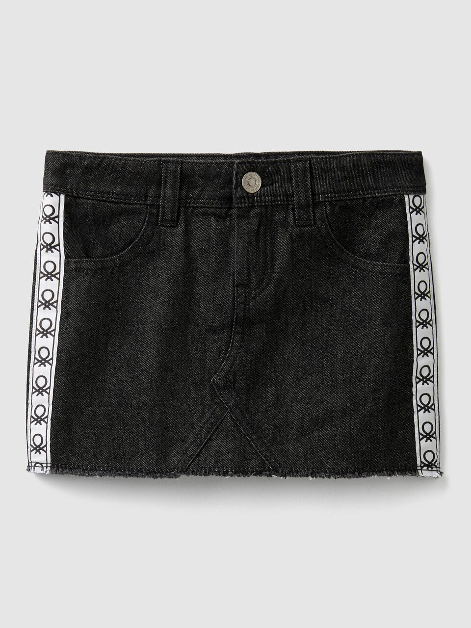 Denim skirt with ribbed bands image number 1