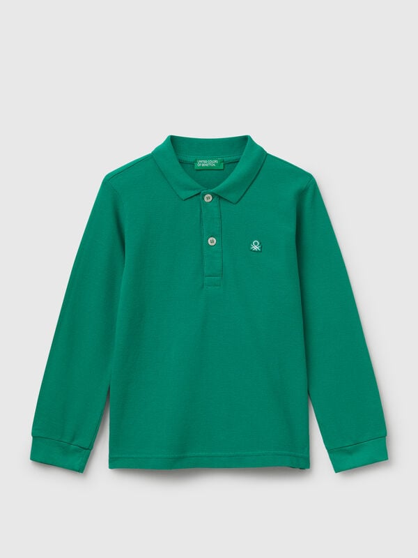 Long sleeve polo in cotton Junior Boy