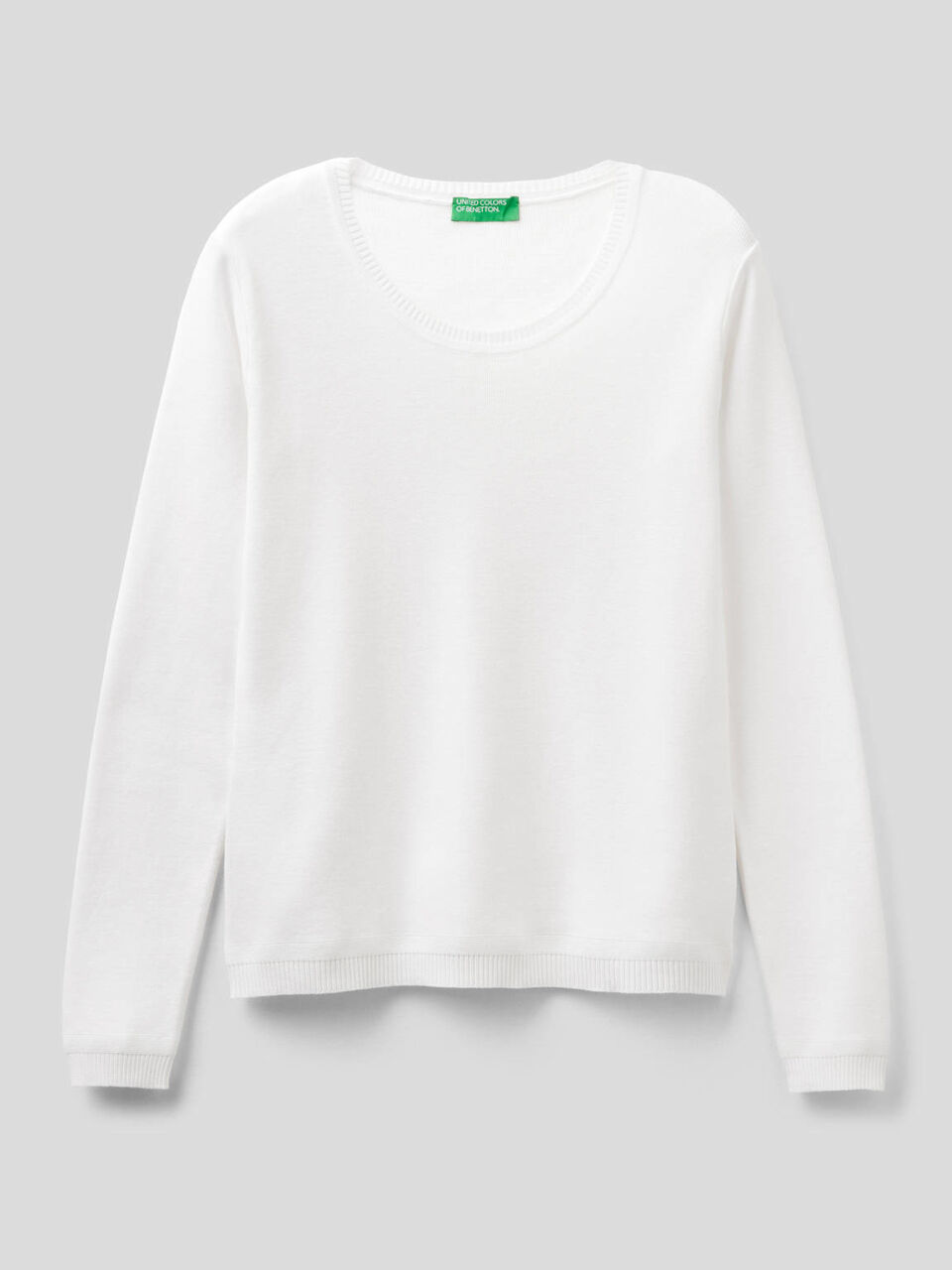 Crew neck sweater in pure cotton image number 1