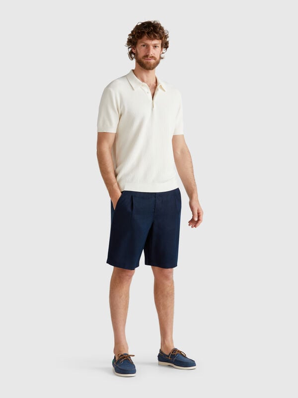 Bermuda shorts with drawstring in pure linen Men