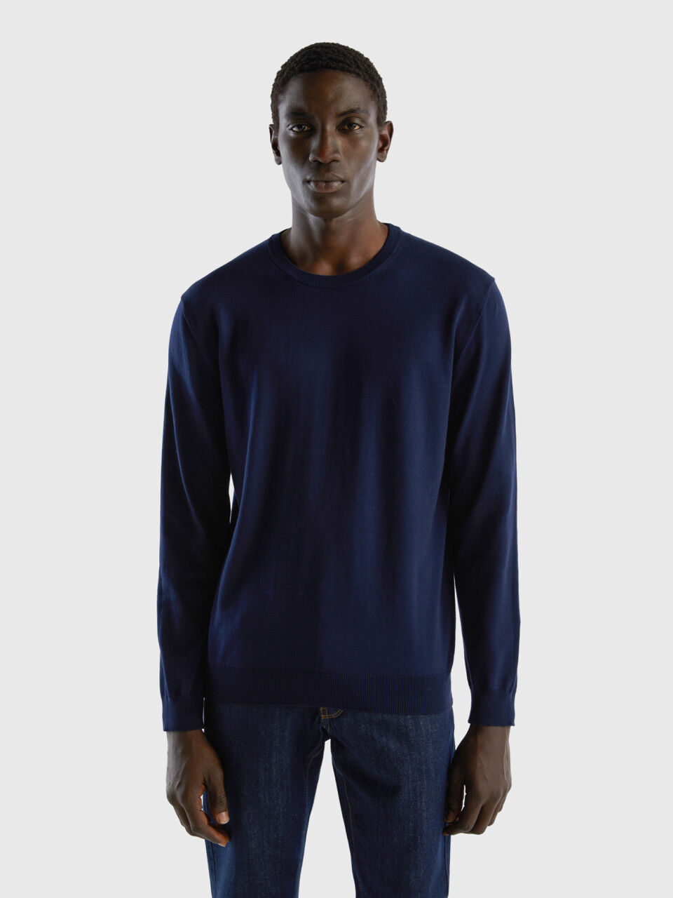 Crew neck sweater in 100% cotton