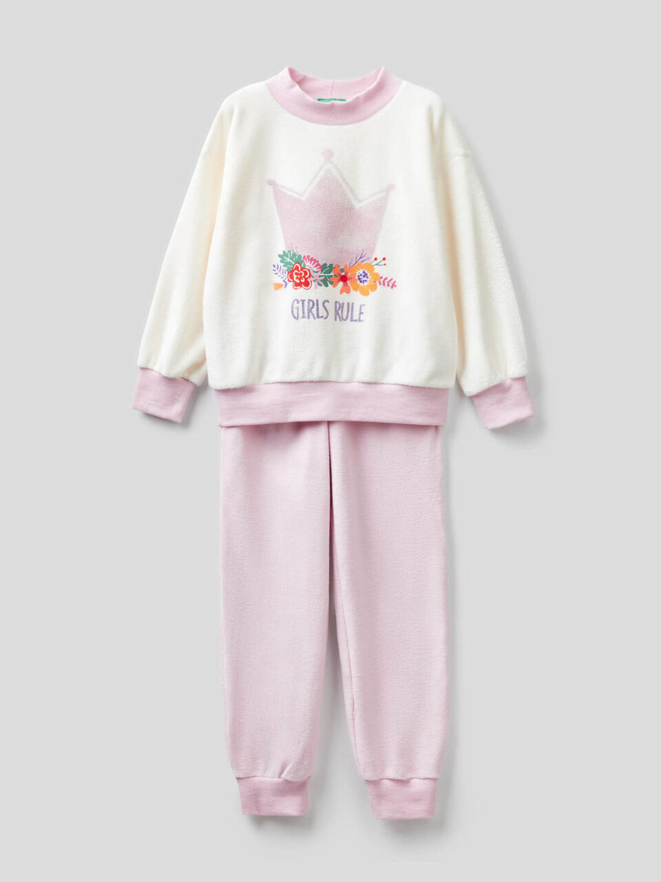 Fleece pyjamas with glittery print image number 1