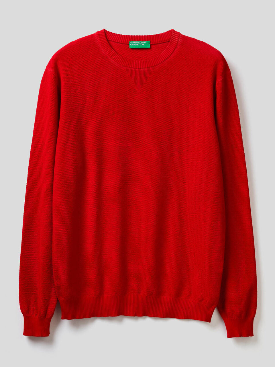 Crew neck sweater with V detail Men image number 1