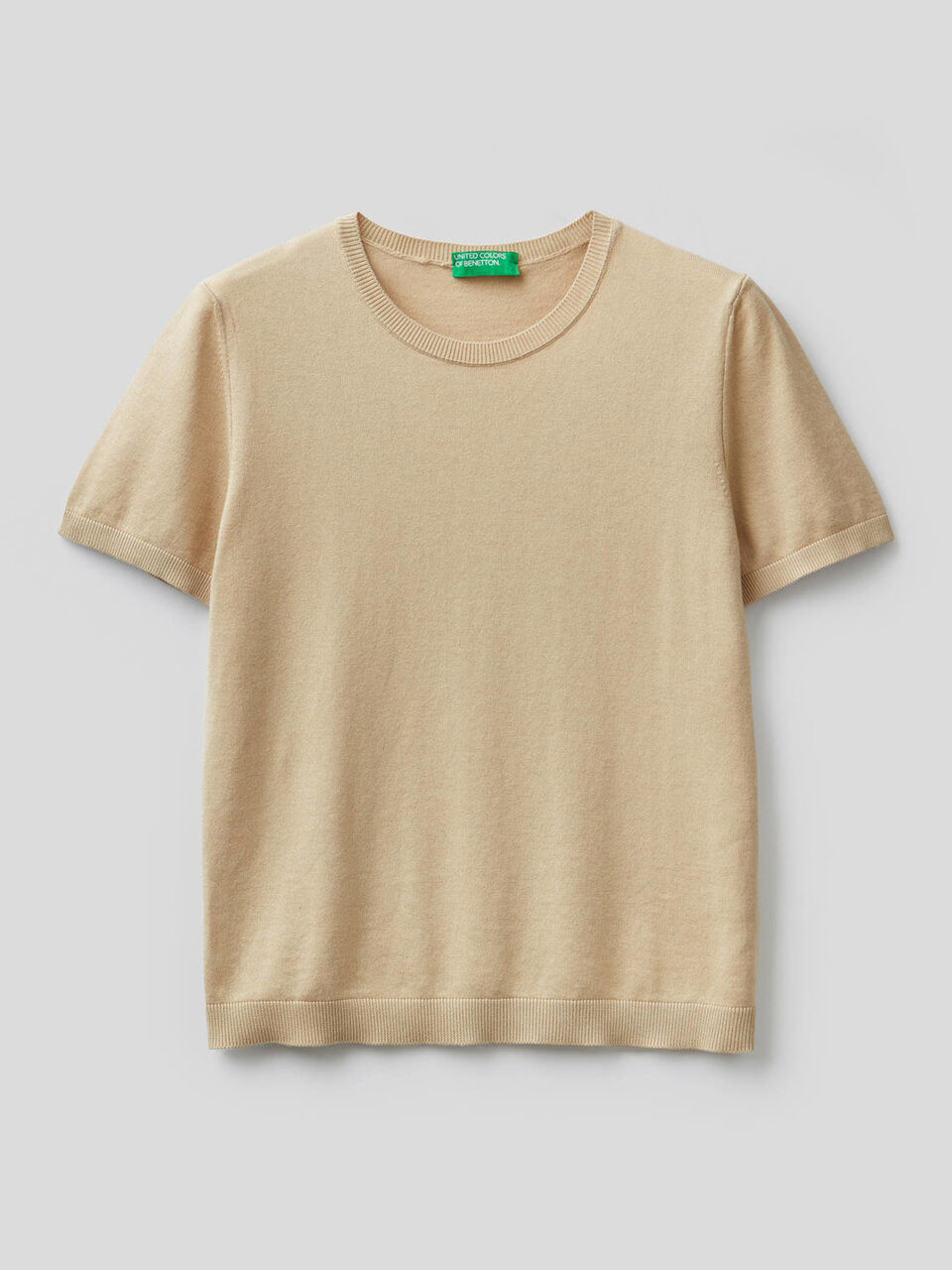 Short sleeve sweater in cotton blend image number 1