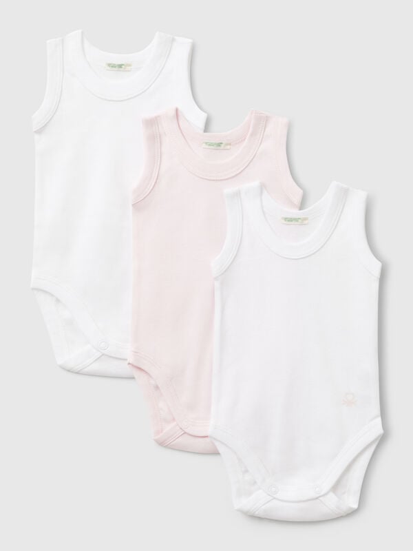 Three sleeveless bodysuits in cotton New Born (0-18 months)