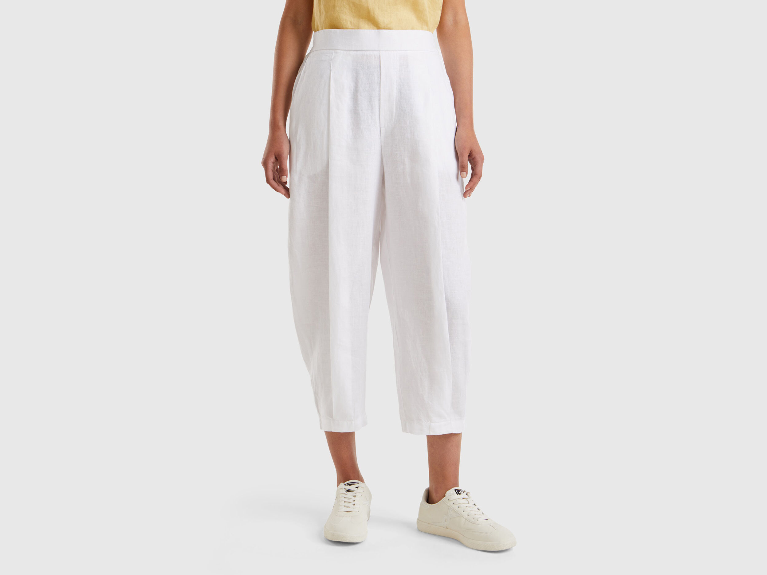 Trousers in pure linen White Benetton