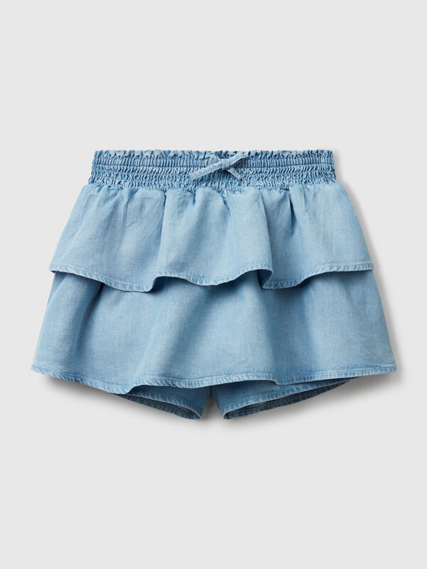 Mini skirt in chambray with frills Junior Girl