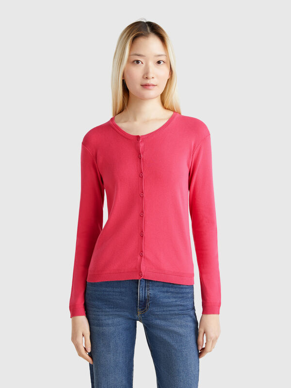 Pure cotton crew neck cardigan Women