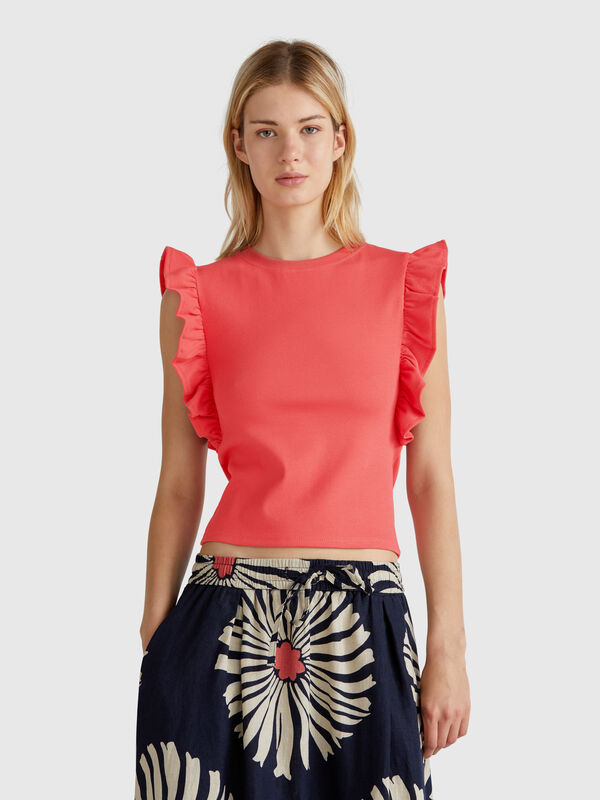 Slim fit t-shirt with rouches Women