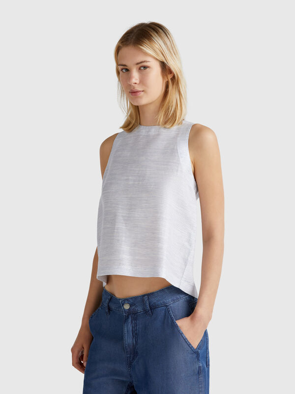 Striped blouse in linen blend Women