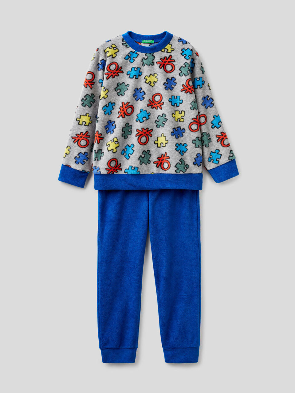 Fleece pyjamas with patterned knit image number 1
